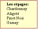 Zone de Texte: Les cépages:  
Chardonnay
Aligoté
Pinot Noir Gamay	
